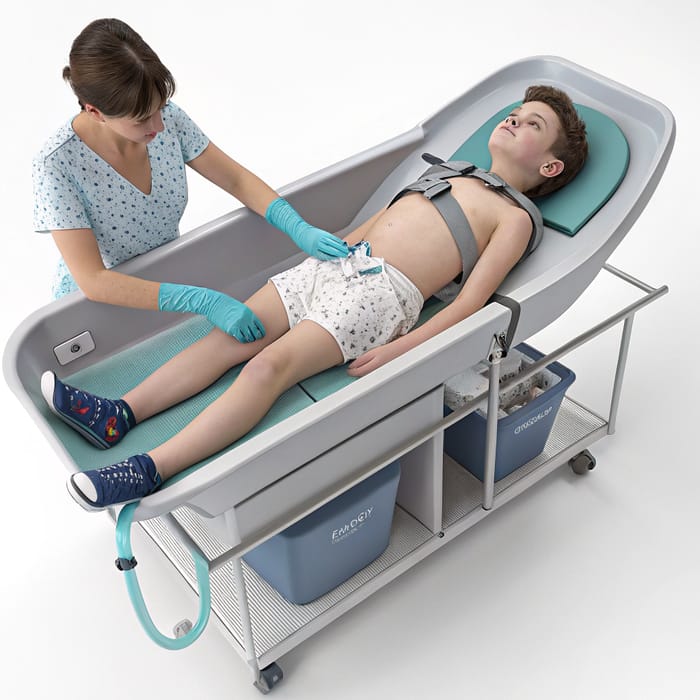 Teen Diaper Change in Nursing Bath – 3D Render