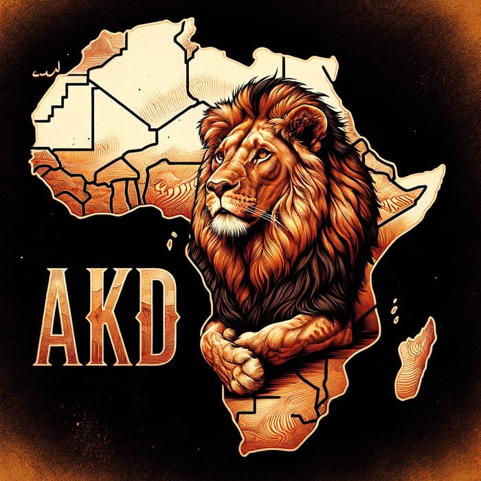 African Map with Lion and AKD Inscription