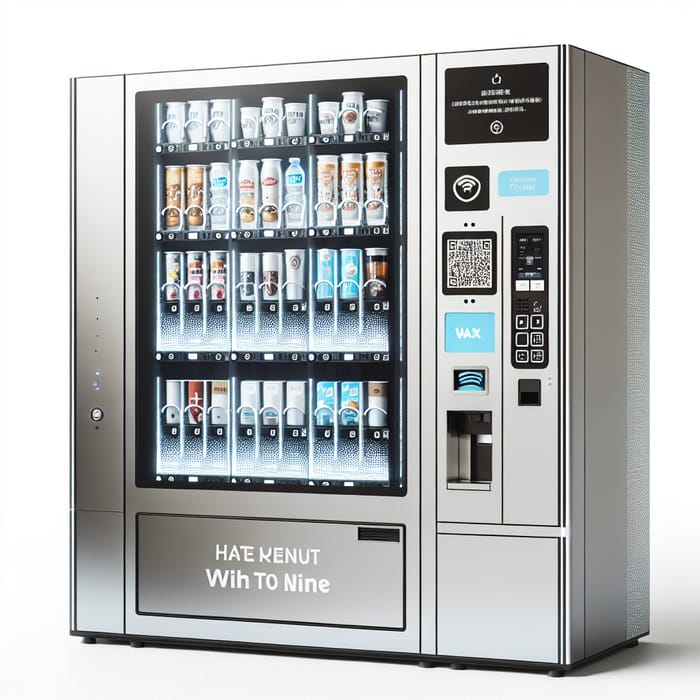 Sleek Vending Machine with Touchscreen & Beverage Dispensers