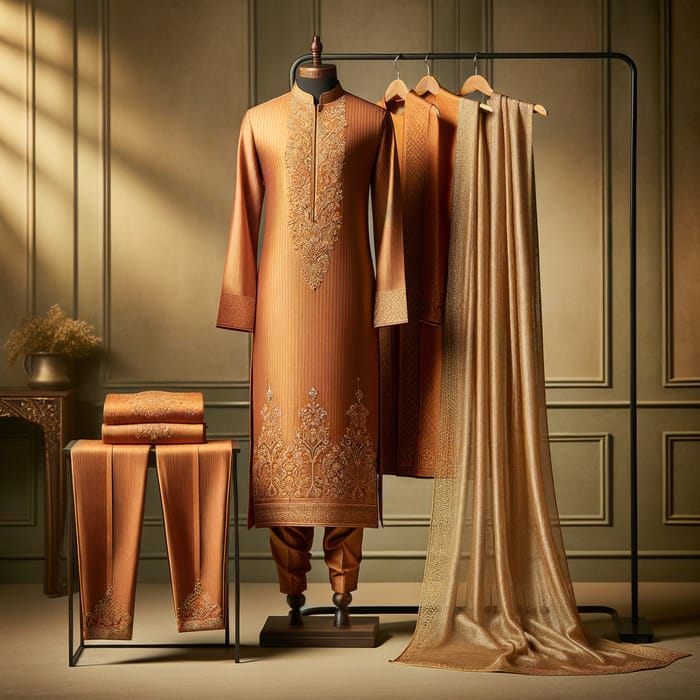 Stylish Branded Kurta Set with Stunning Gold Embroidery