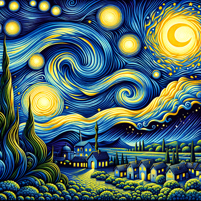 Van Gough Inspired Starry Night Couple Tattoo Design