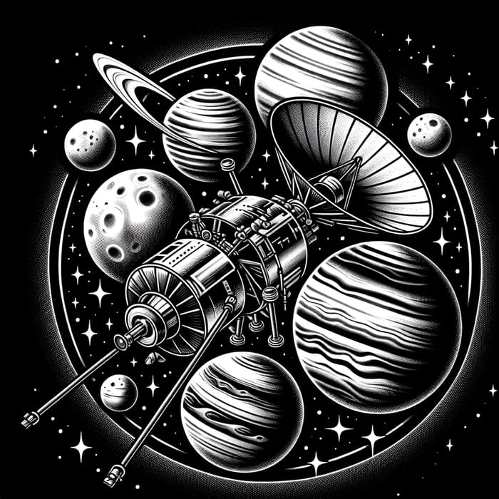 Vintage Voyager Probe Tattoo Art: Solar System Exploration Vintage Voyager Probe Tattoo Art: Solar System Exploration