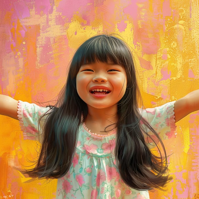 Vibrant Pixar-Style Thai Child Model Illustration