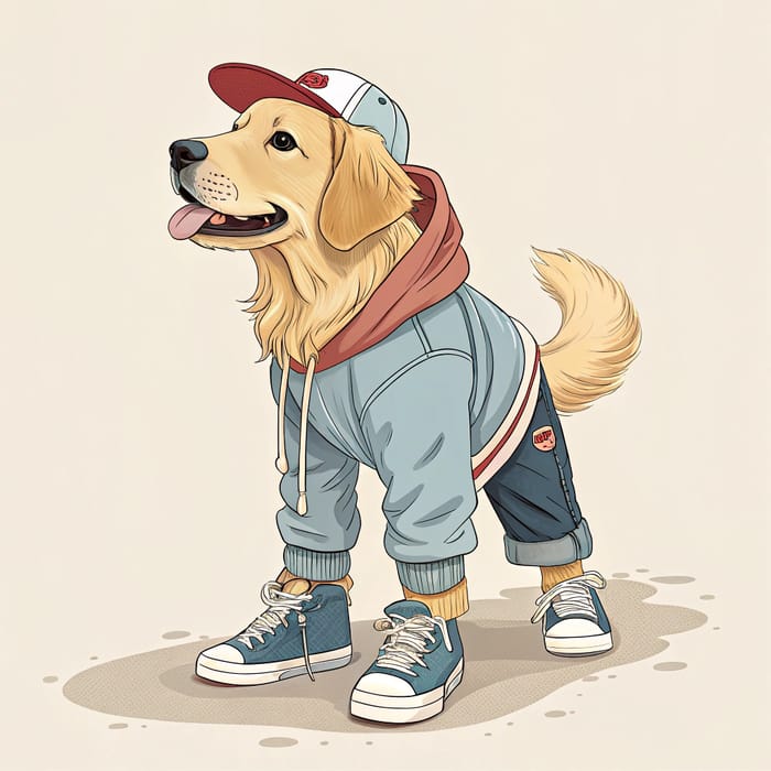 Golden Retriever in Stylish Streetwear Fashion