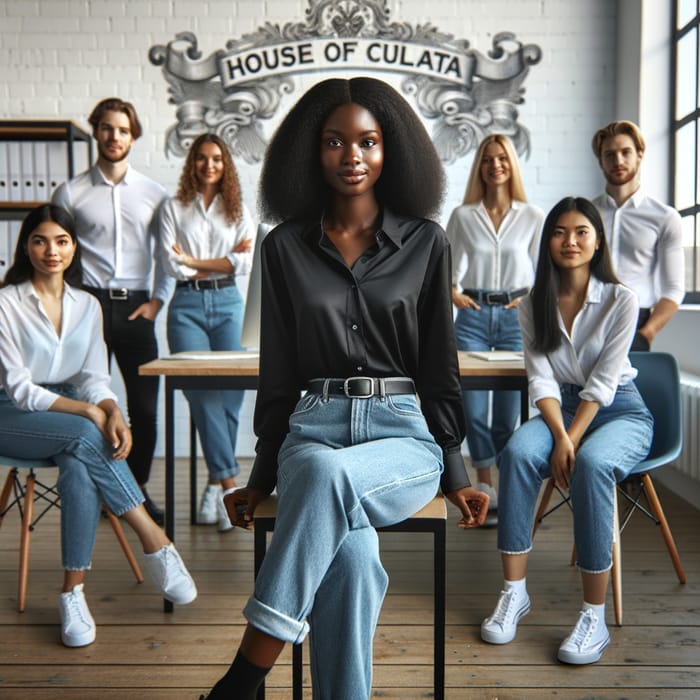 Office Scene: Fair African Woman and Diverse Colleagues at House of Culata