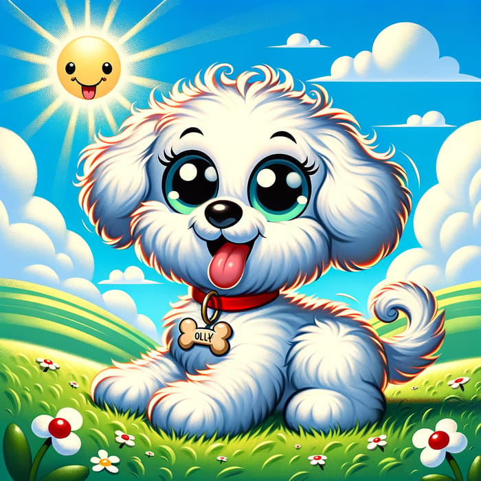 Maltipoo Ollie Boy Cartoon Art - Playful Dog Illustration