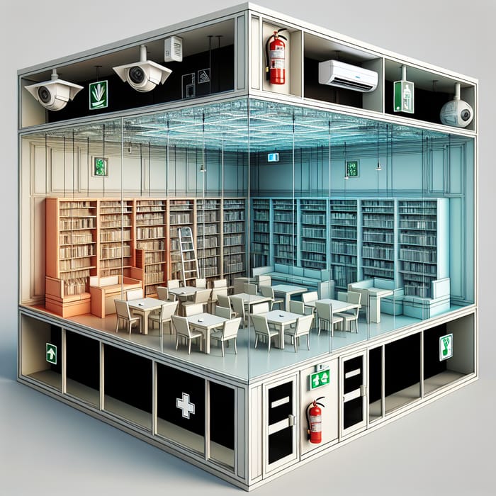 Modern Safety Features in Library Room Design | Interior 3D Drawing