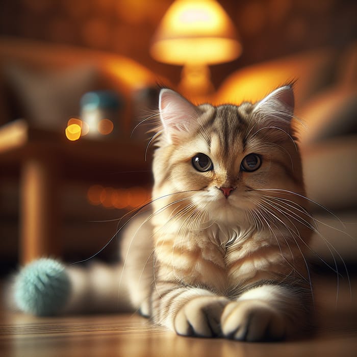 Calm Cream and Brown Tabby Cat Image | Indoor Feline