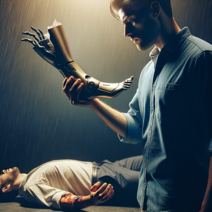 Dramatic Scene: Black Holds Ivory Leg, Ivory Bleeds Dramatic Scene: Black Holds Ivory Leg, Ivory Bleeds
