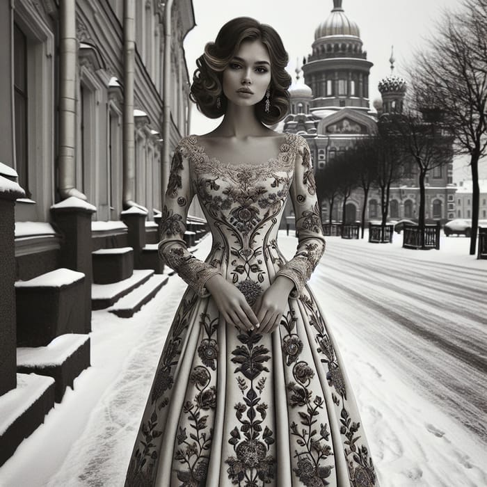 Russian Folklore Inspired Evening Dress in Saint Petersburg, 19th Century