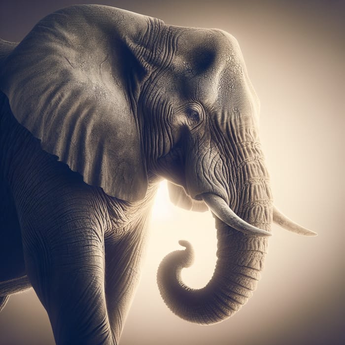 Beautiful Elephant Profile on Light Background