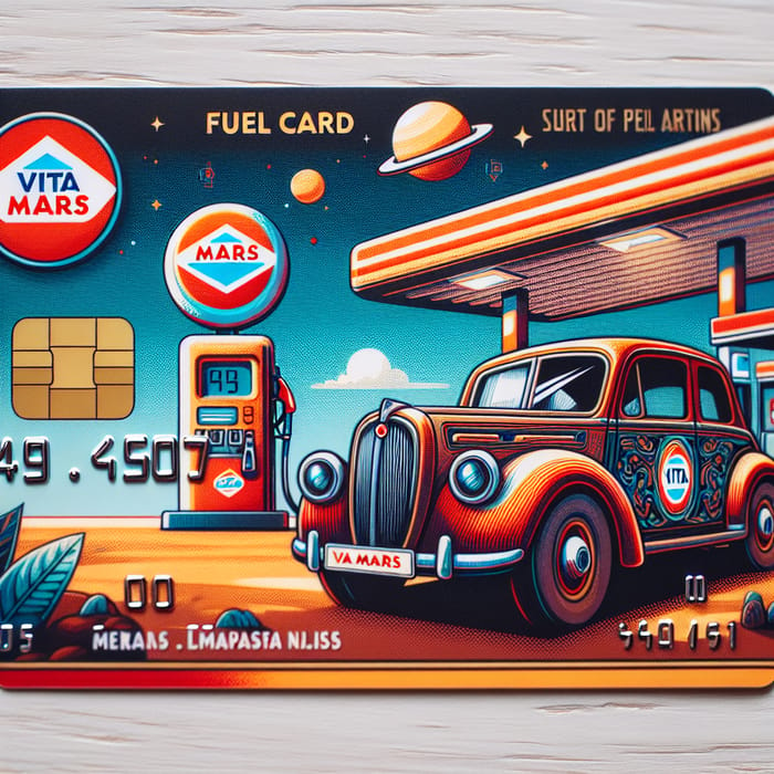 Vita Mars Fuel Card | Car & Petrol Station Illustration