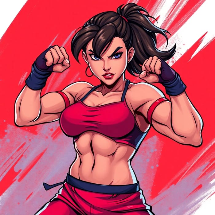 Dynamic Female Fighter: Strength & Resilience Unleashed