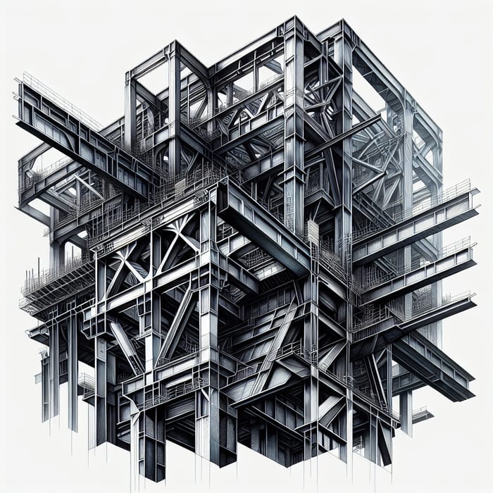 Steel Structure Drawing - Intricate Modern Architectural Design