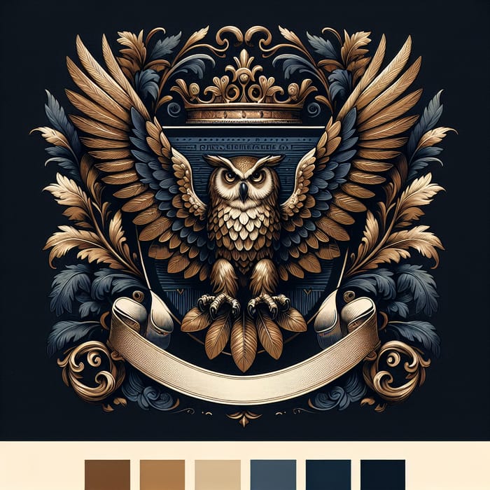 Detailed Owl Family Crest: A Symbol of Wisdom & Knowledge