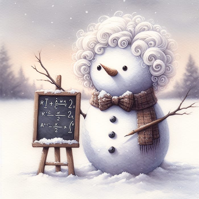 Einstein Snowman Watercolor Painting | Winter Art