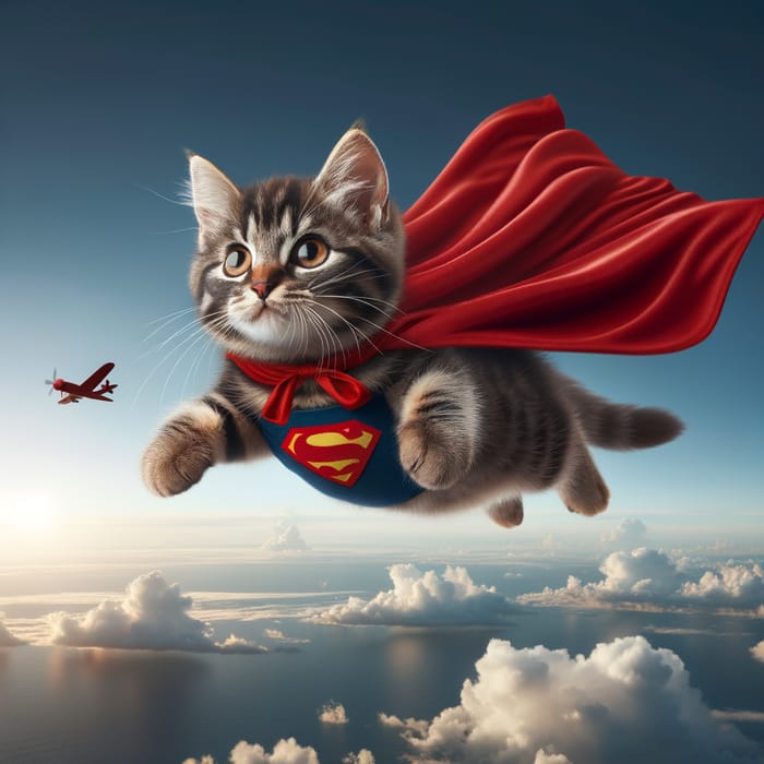 Cat Flying with Cape: Amazing Image