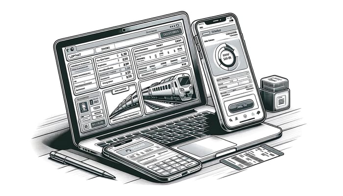 Online Train Ticket Booking Line Art | User-Friendly Experience