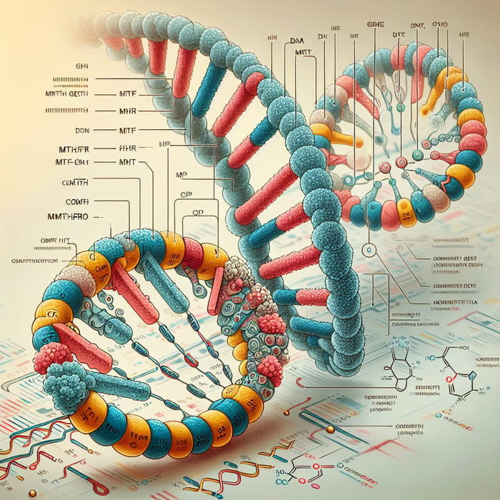 MTHFR and COMT Genes: Scientific Illustration