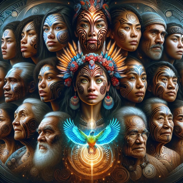 Empowering Maori Women: Dynamic Family Portrait in Digital Fusion