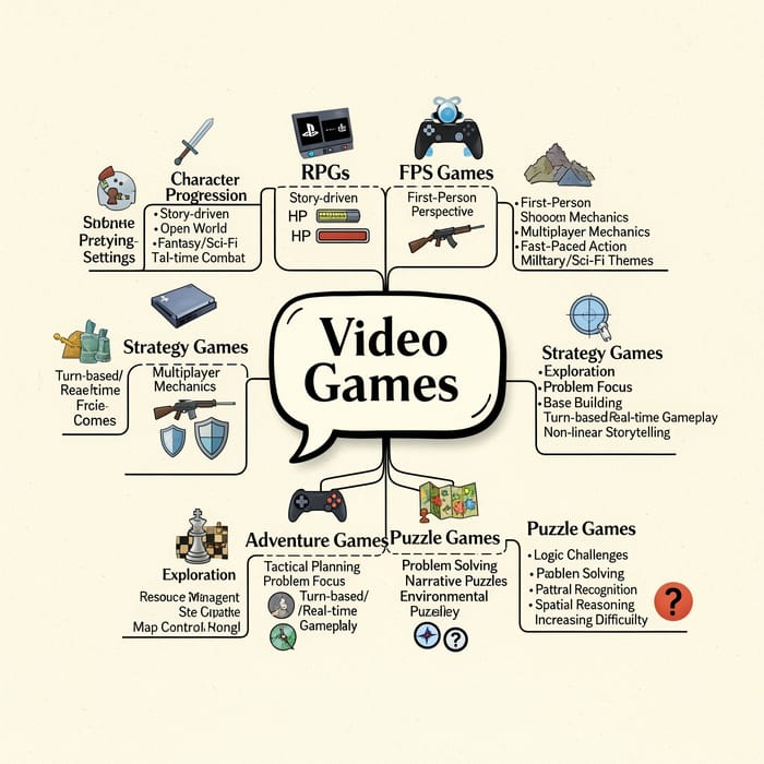 Exploring Video Game Genres Mind Map Exploring Video Game Genres Mind Map