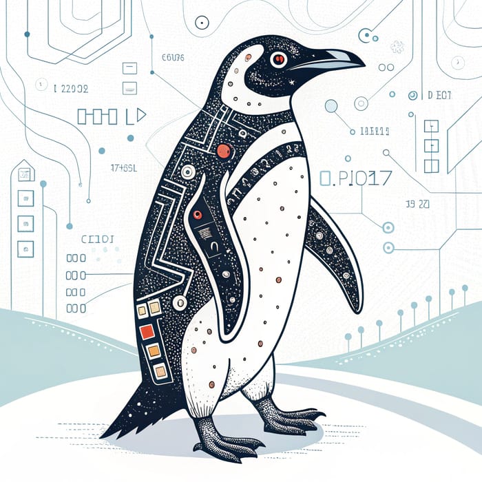 Futuristic Digital Penguin Art Design