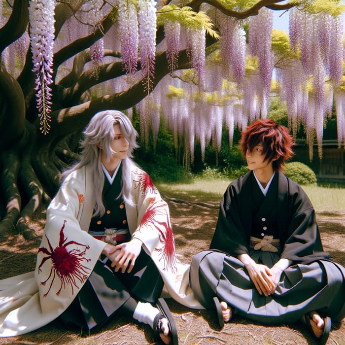 Wisteria Tree Demon Hunters in Kimonos | Two Guys, Anime Art