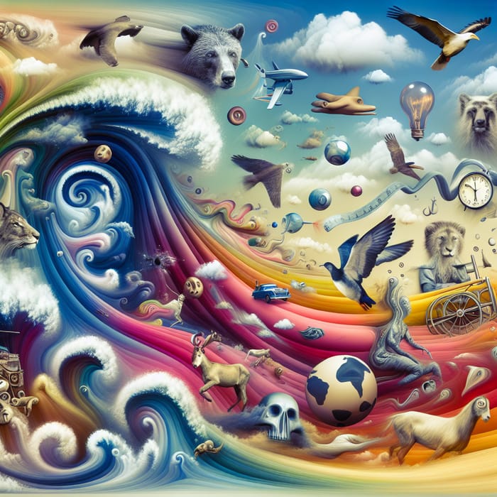 Surrealistic Transitions: Dreamlike Scene Depicting Unusual Beauty