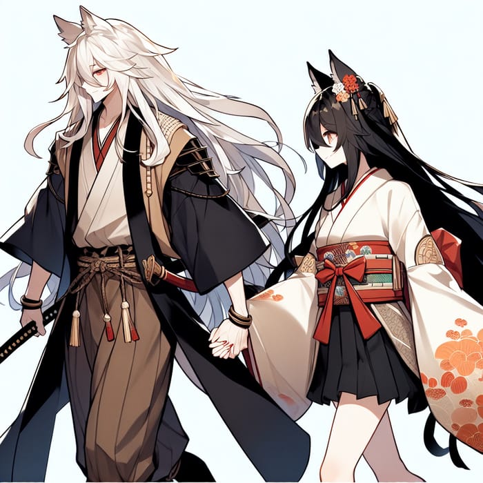 Inuyasha and Kikyo Walking Together | Romantic Japanese Couple