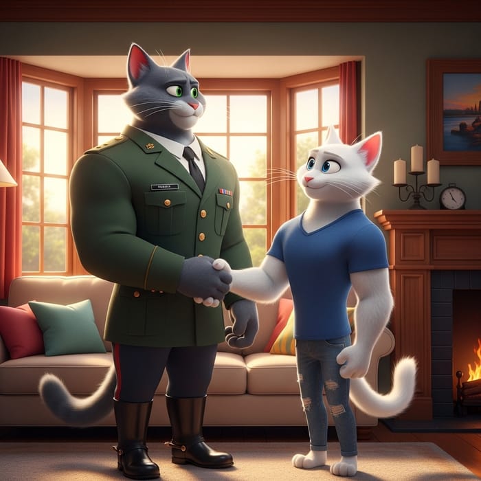 Heartwarming 3D Pixar-Style Cat Scene Heartwarming 3D Pixar-Style Cat Scene