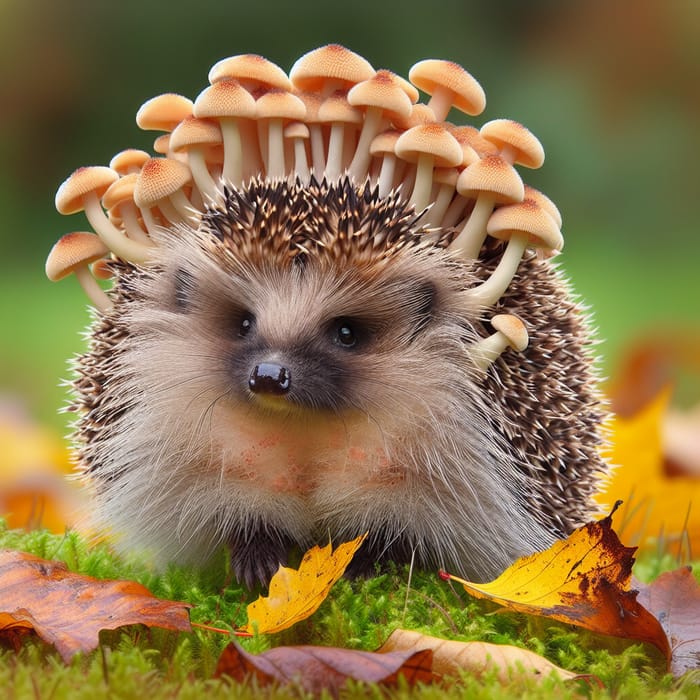 European Hedgehog Carrying Comb Tooth Fungus