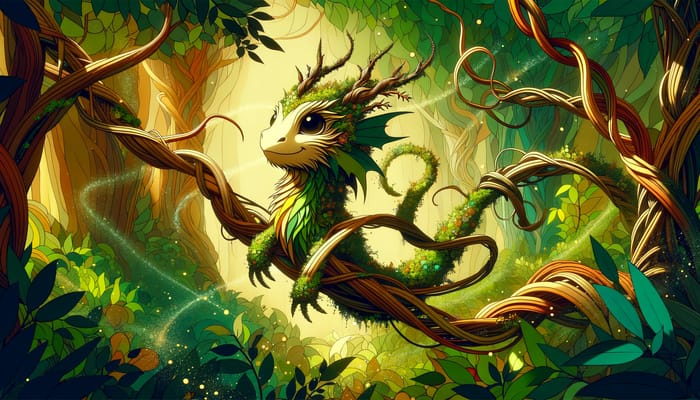 Whimsical Forest Dragon Art - Vibrant Digital Fantasy