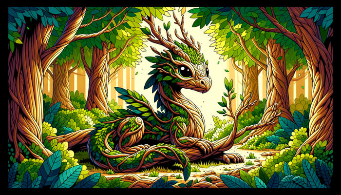 Whimsical Forest Dragon Art - Digital Fantasy Creation