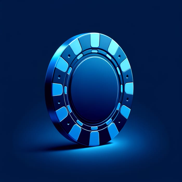 3D Vertical Blue Poker Chip Design