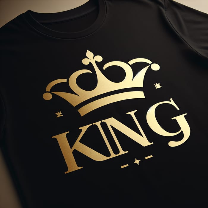 Minimalist Black T-Shirt with Gold Crown and KING Design