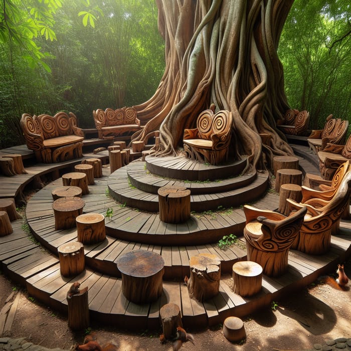 Tree-Encircled Seating | Serene Outdoor Setting