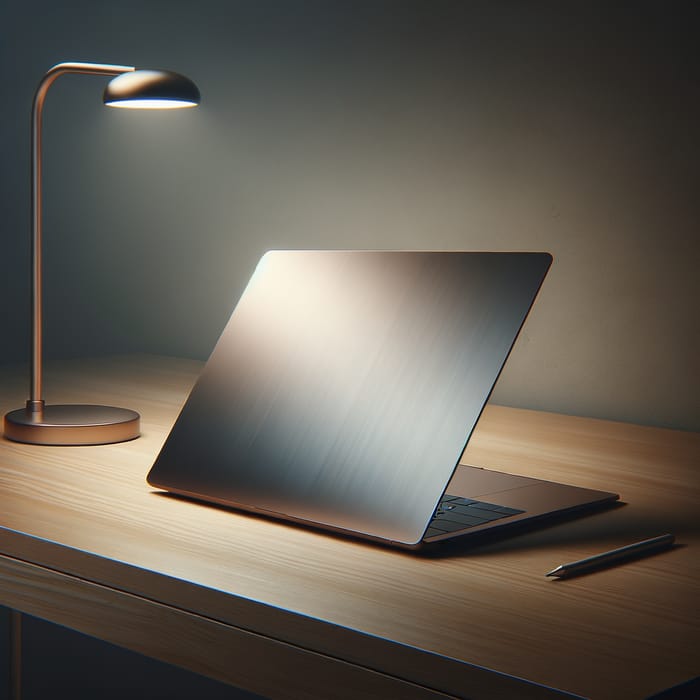 Sleek Laptop on Minimalist Wooden Desk