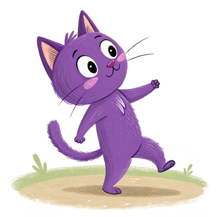 Purple Cat Standing on Two Legs