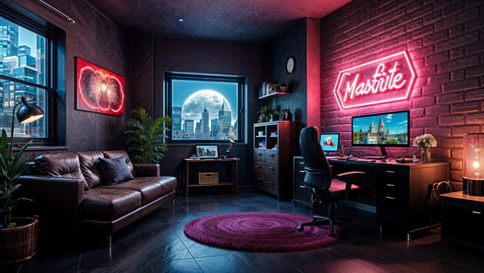 Barbie-Inspired Cyberpunk Gaming Room Design