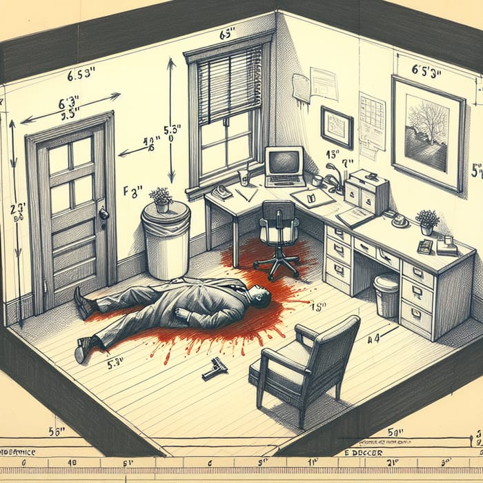 Detailed Crime Scene Sketch of Dr. Chumbley's Office Detailed Crime Scene Sketch of Dr. Chumbley's Office