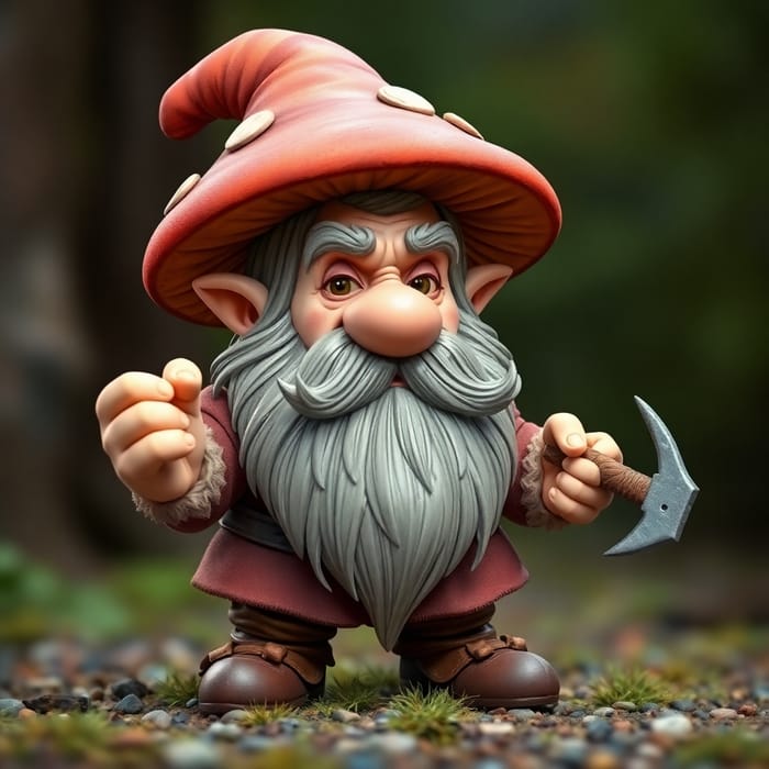 Dwarf with Mushroom Hat and Pickaxe