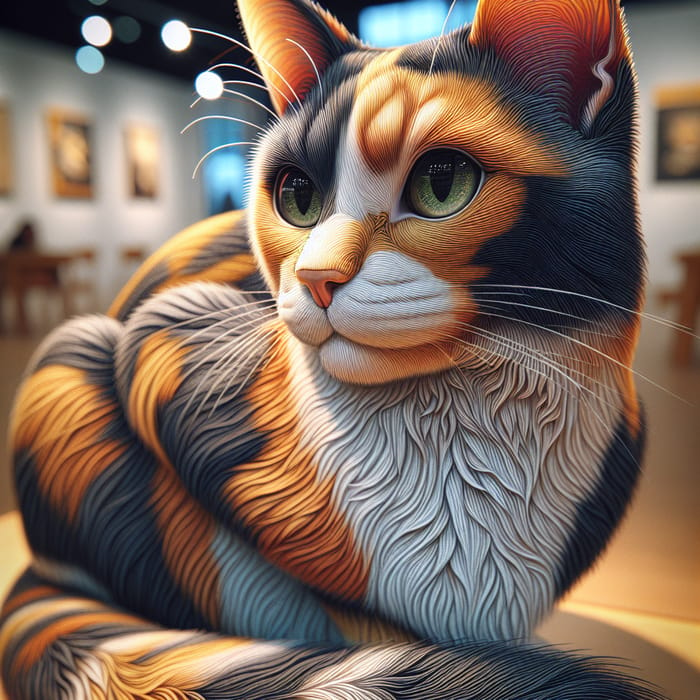 Detailed Calico Cat - Orange, Black, White Fur