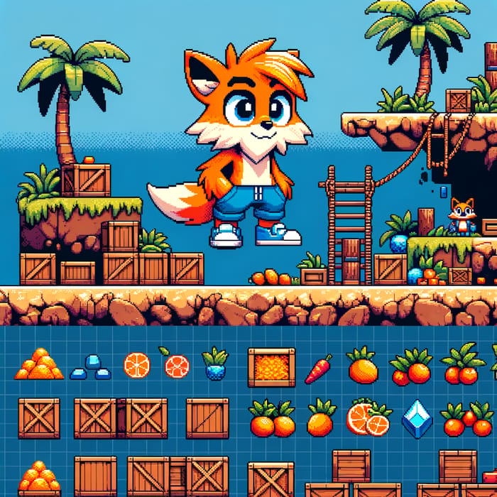 Pixel Art Tileset: Quirky Creature & Tropical Island Vibes