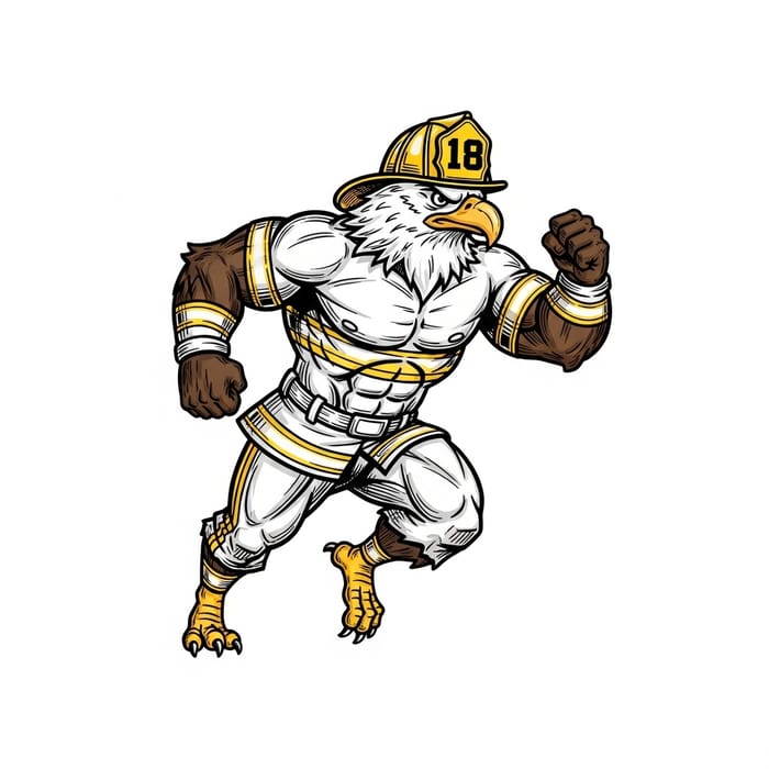 Muscular Eagle Firefighter Logo Design Muscular Eagle Firefighter Logo Design