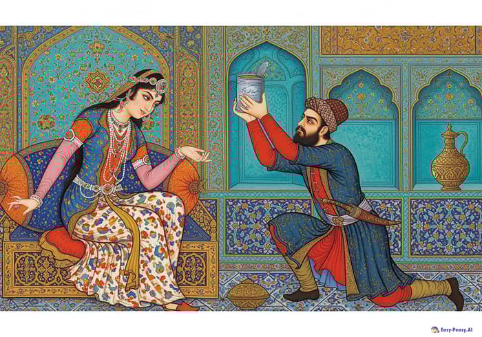 Qajar Style Persian Miniature Painting Details Qajar Style Persian Miniature Painting Details
