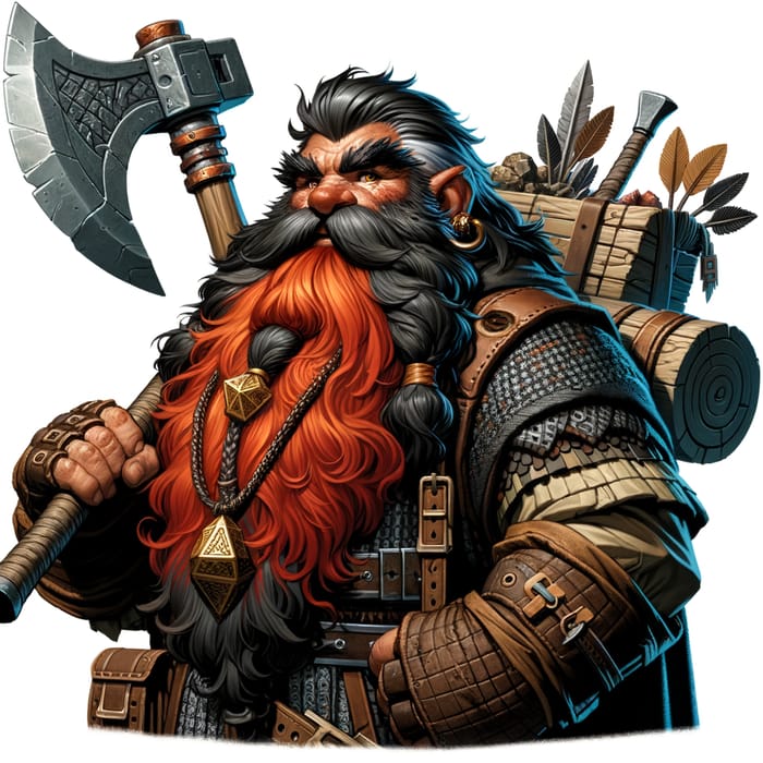 DND Male Dwarf | Fearless Warrior with Fiery Beard