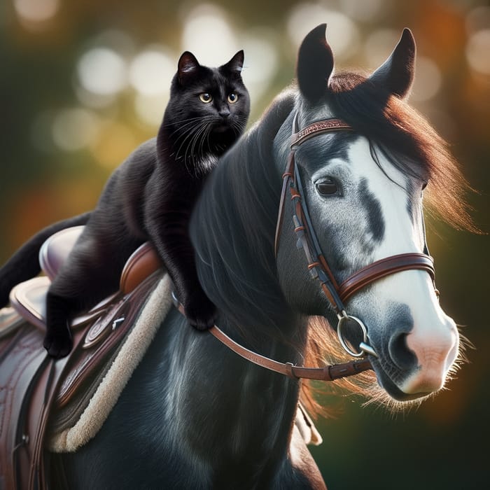 Black Cat Riding a Horse: A Unique Pairing