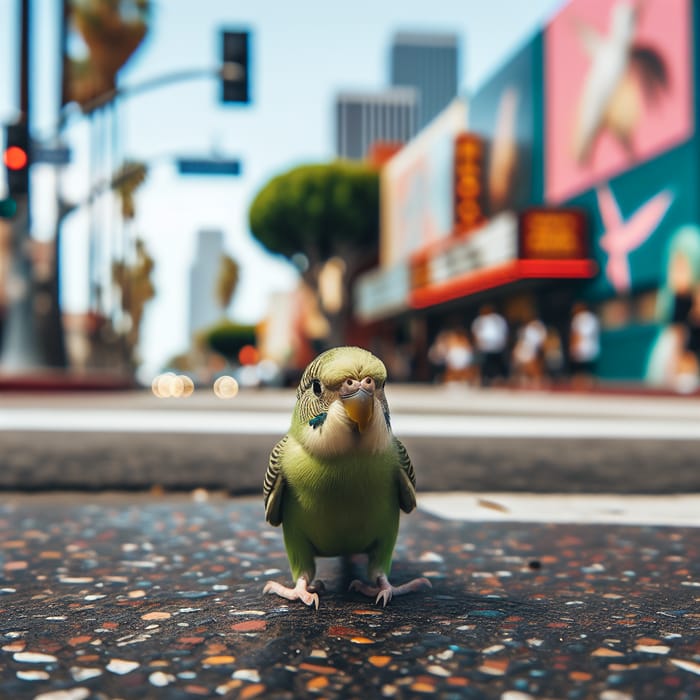 Parakeet Strolling the Streets of Los Angeles