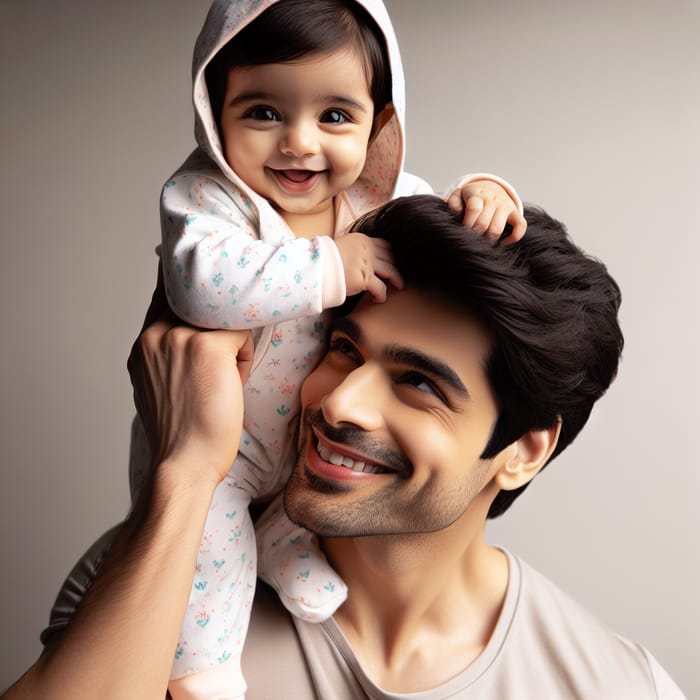 Adorable Baby Girl Sitting on Father's Head | Loving Father-Daughter Bond