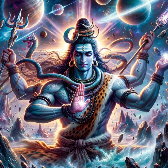 Lord Shiva Cosmic Destruction with Serpent